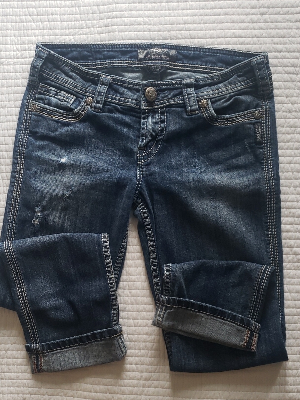 Silver Jeans Dark Blue Cropped Denim Capris